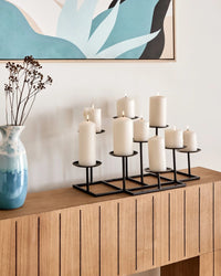 Portacandele in metallo nero 23 cm Decorazione moderna per centrotavola