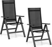 Sedia Pieghevole con Schienale Regolabile Sedia da Giardino Pieghevole con Piedini Antiscivolo Sedia da Balcone Terrazza Sedia da Giardino Patio Spiaggia (2 Pezzi)