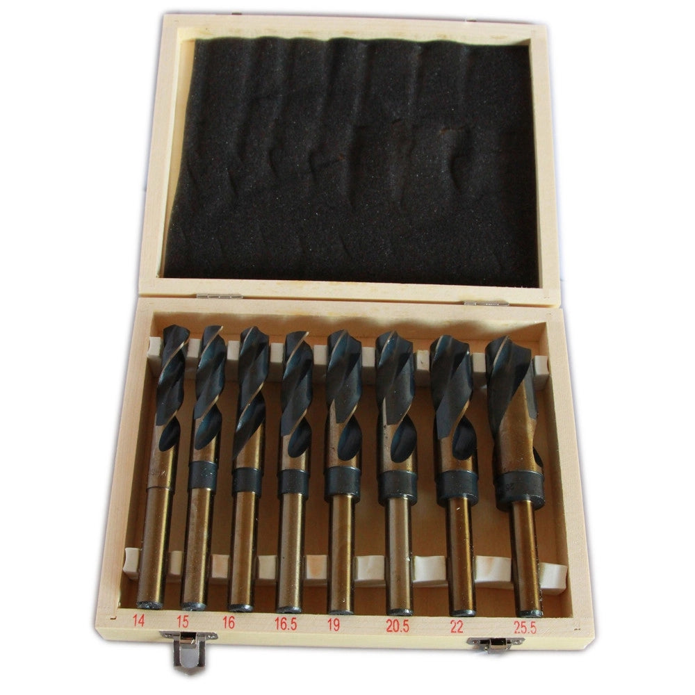 Trade Shop - Kit Set Da 8 Punte Per Trapano Per Forare Ferro Frese Fresa Cofanetto In Legno -