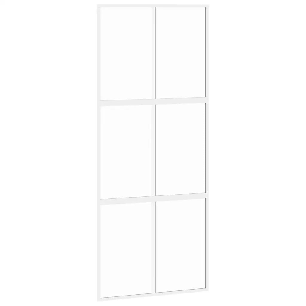 Porta Scorrevole Bianca 90x205 cm Vetro Temperato e Alluminiocod mxl 131754