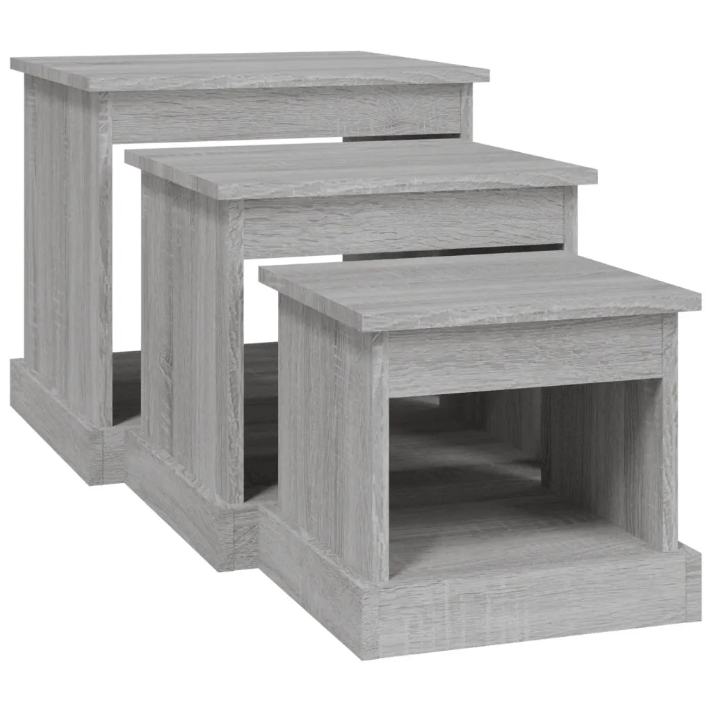 Tavolini da Salotto 3 pz Grigio Sonoma in Legno Multistrato 816494