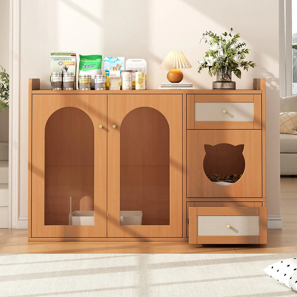 Casa gatti+lettiera - Xylo - 120x45x83cm noyer multifunzione