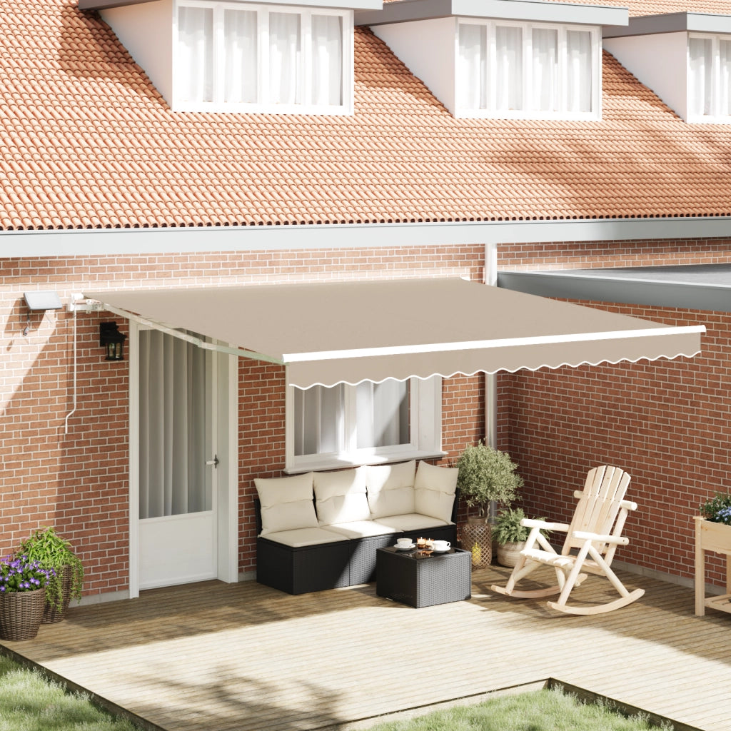 Tenda Retrattile Manuale  con LED Beige 400x300 cm