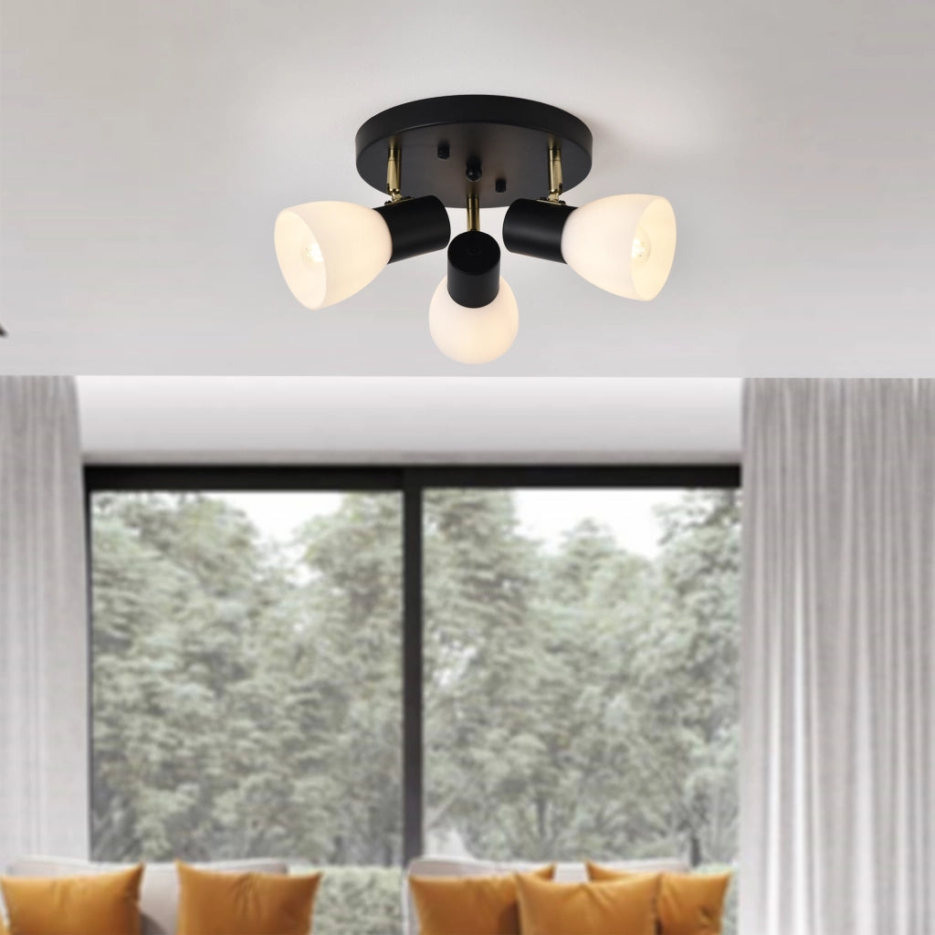 Lampadario Abbey con 3 Paralumi Orientabili in Vetro Bianco lux.pro
