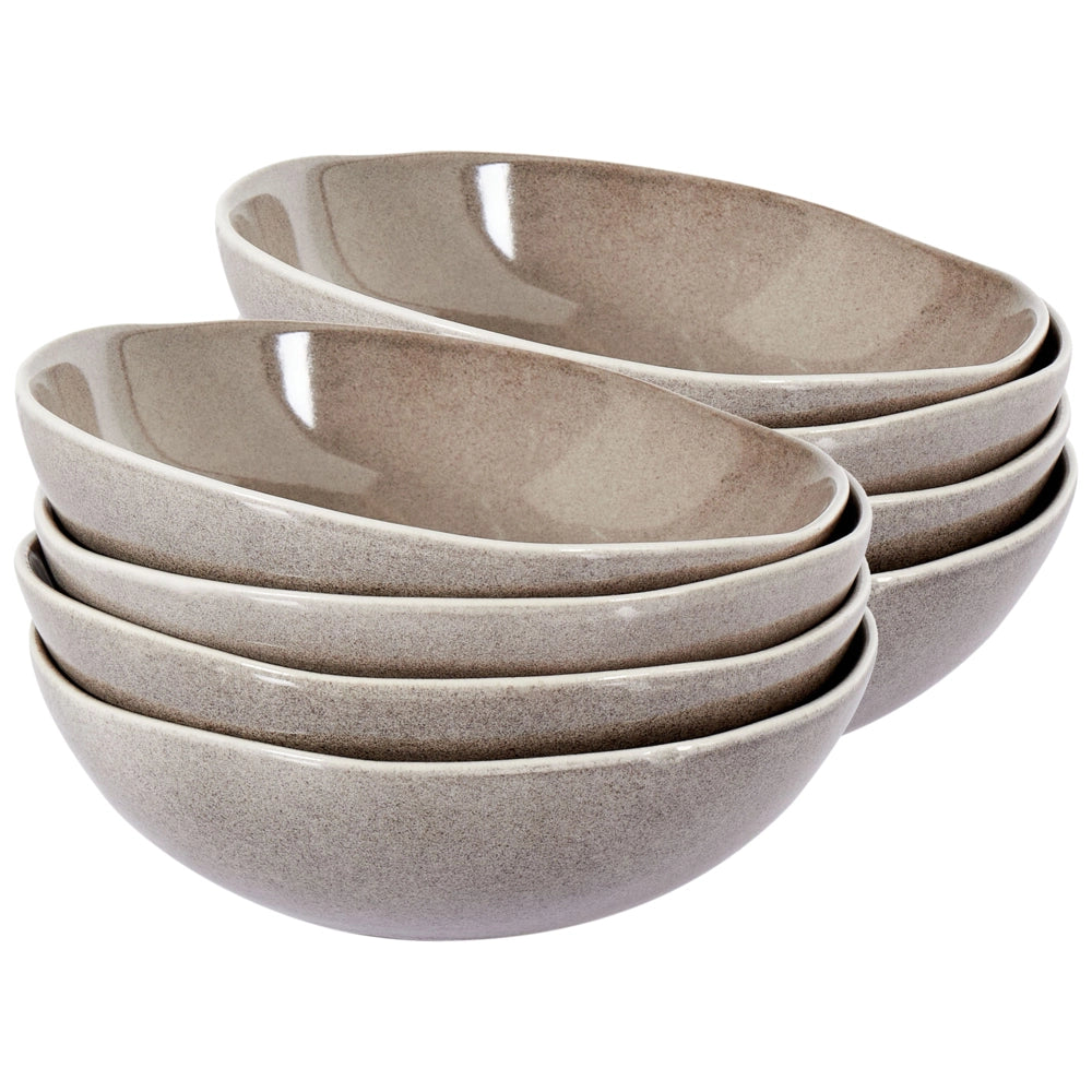 Set di 8 piatti fondi in gres caolino fatto a mano con smalto reattivo finitura grigio Cucina Sala da pranzo