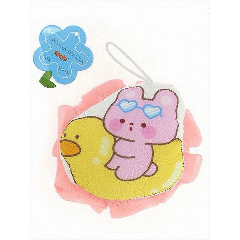 Trade Shop - Spugna Retina Da Doccia Bagno Spugnetta A Rete Con Orso Papera Pelle Corpo 10748 -