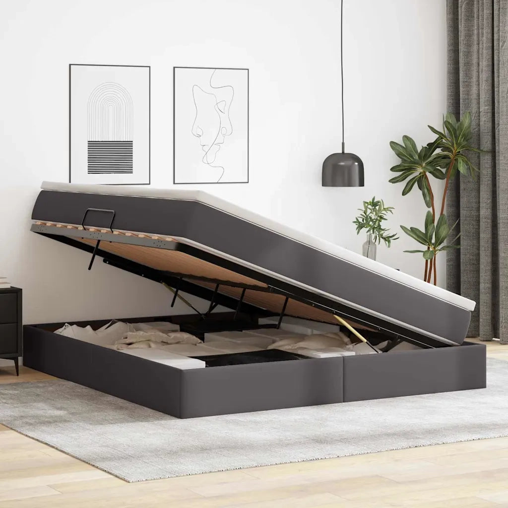 Letto con contenitore e materasso Grigio 180 x 200 cm
