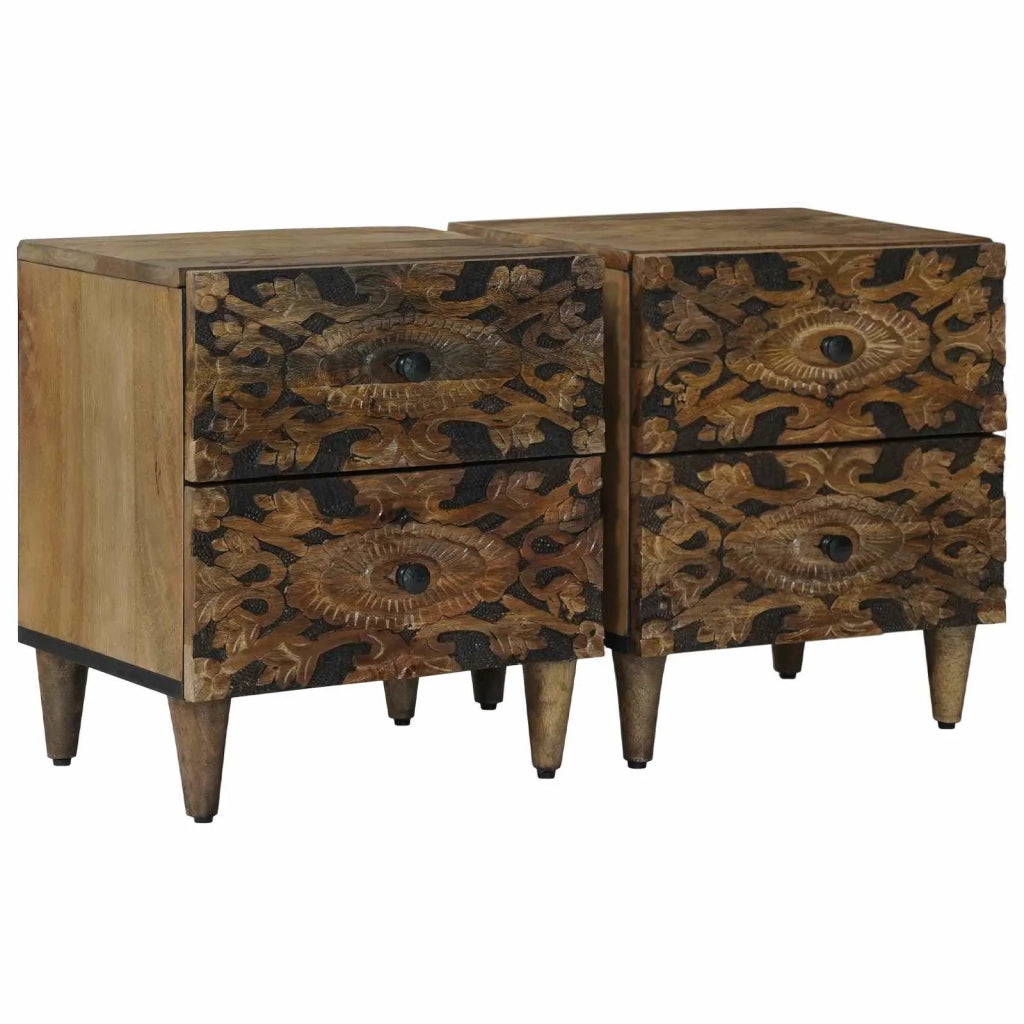 Set di 2 Comodini | Armadio da Notte | Mobiletto da notte con cassetto Marrone 40 x 33,5 x 46 cm
