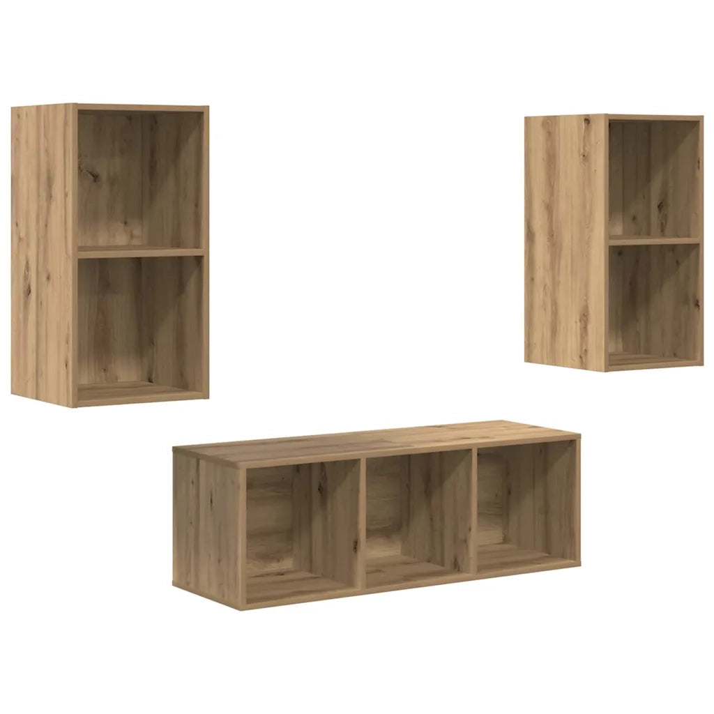 Set mobile TV 3 pz Rovere artigianale Legno ingegnerizzato 3393380