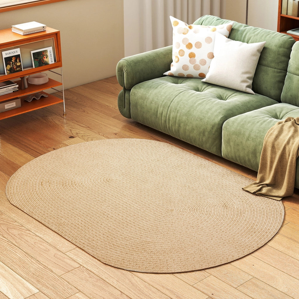 Tappeto per Soggiorno e Camera da Letto ¨C Minimal ¨C 170x120 cm Beige Lavabile a Mano Tessuto Rustico