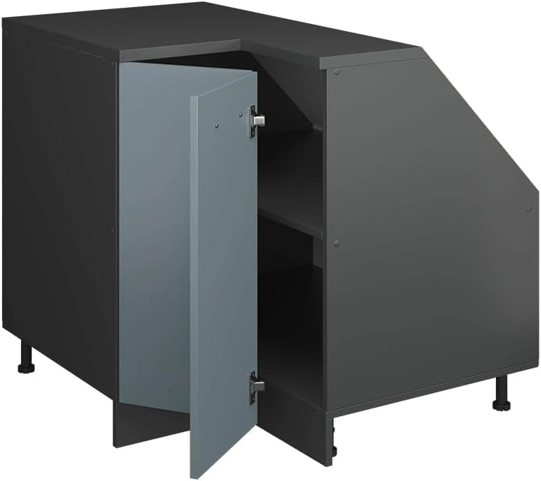 Mobile sottotetto Mobile angolare Rion, Grigio-blu, 75.6 x 81.6 cm con 1 porta, carcassa dell’armadio profondità 60 cm, adatto per il salvaspazio sotto tetti spioventi