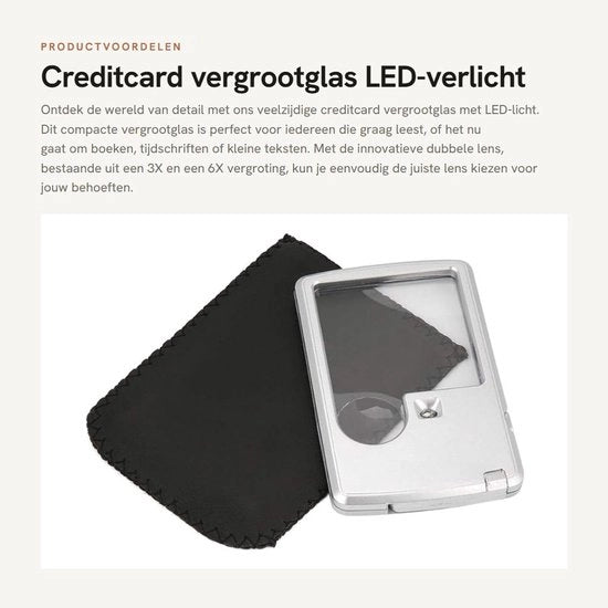 Verglassio portatile - LED illuminato - Potenziatore 3X 6X - Adatto alla lettura - Bianco