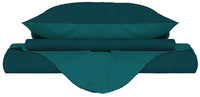 Copripiumino con Sacco e Federe Doubleface Verde Petrolio/Verde Bottiglia Singolo