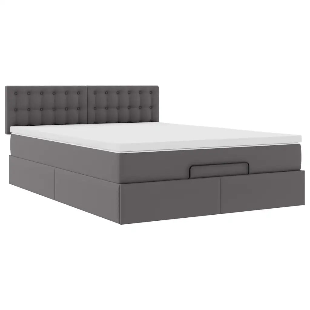 vidaXL Struttura Letto Pouf con Materasso Grigio 140x190 cm Similpelle