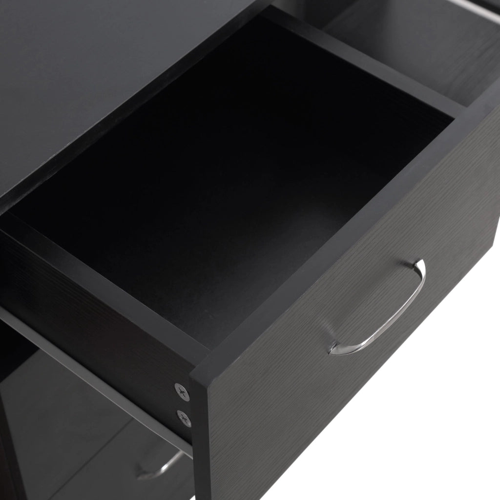 Scrivania PC da Ufficio 3 Ripiani 3 Cassetti 120x49x72 cm in Legno MDF Nera