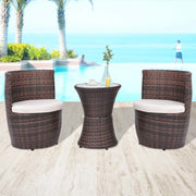 Set da Bistrot 3 pz con Cuscini in Polyrattan Marrone cod mxl 39923