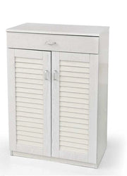 SCARPIERA CHIUSA STRUTTURA IN LEGNO TRUCIOLARE CON 5 RIPIANI BIANCO LEGNO, MANIGLIE CROMATE 68 X 32 X 100 CM