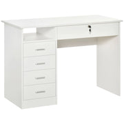 Scrivania da Ufficio 110x50x76 cm 5 Cassetti in Legno Bianco