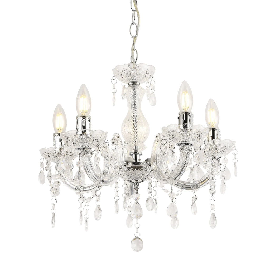 Elegante lampadario lampada a sospensione metallo e plastica 5 attacchi E14 diametro Ø: circa 35 cm bianco 03_0002813