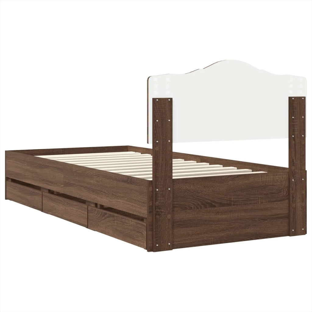 Struttura del letto con cassetto Rovere Marrone 90 x 190 cm 3413053