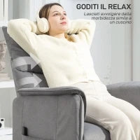 Poltrona Reclinabile Elettrica con Telecomando e Poggiapiedi, in Tessuto Effetto Velluto, 80x83x104 cm, Grigio