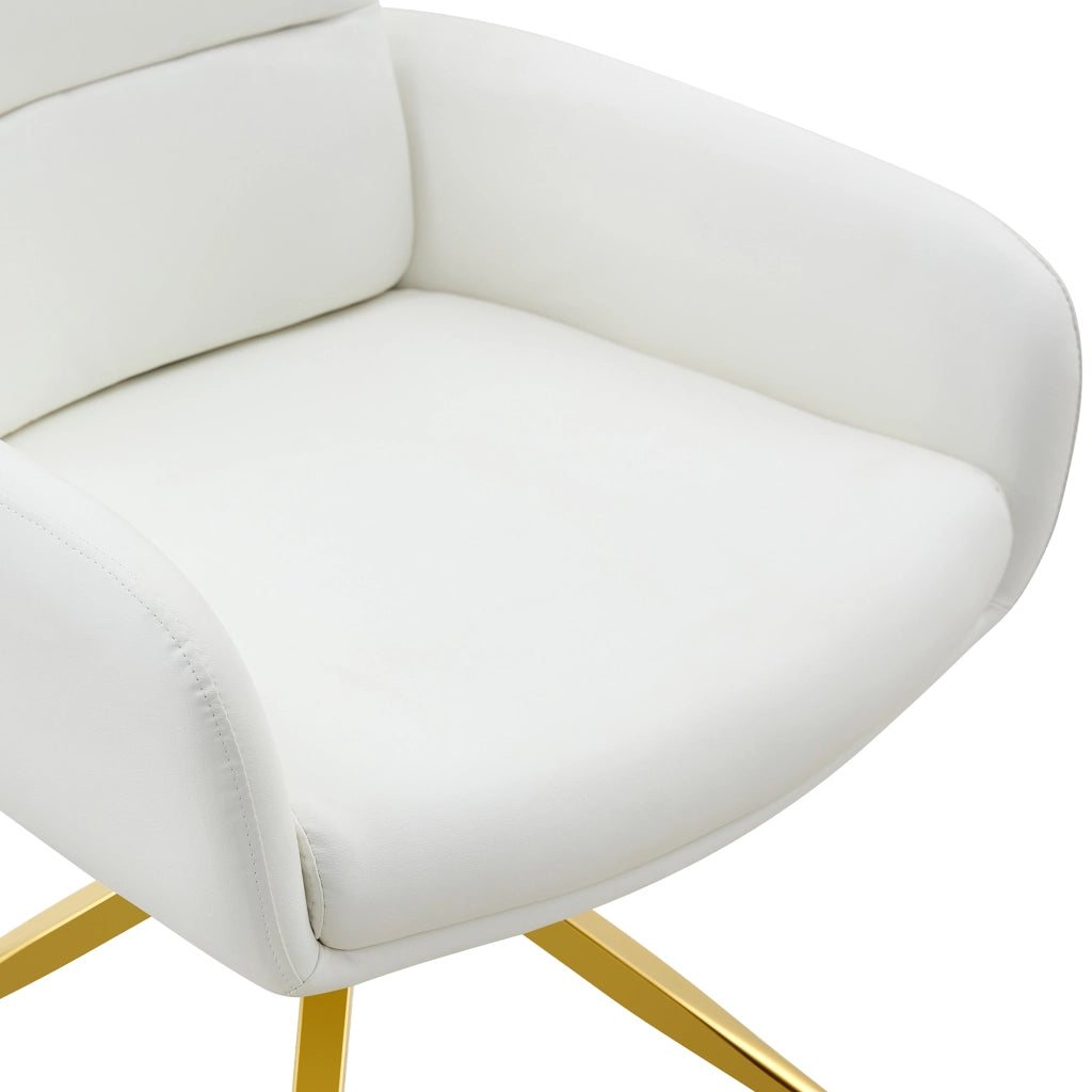 Set di 2 sedie girevoli silenziose in metallo e PU bianco e oro
