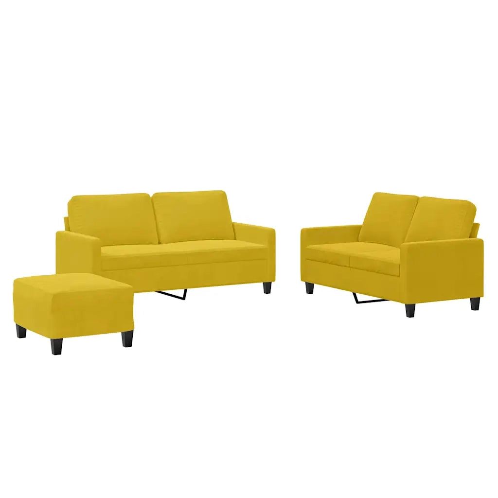 Set di Divani 3 pz con Cuscini giallo in Velluto 3201512
