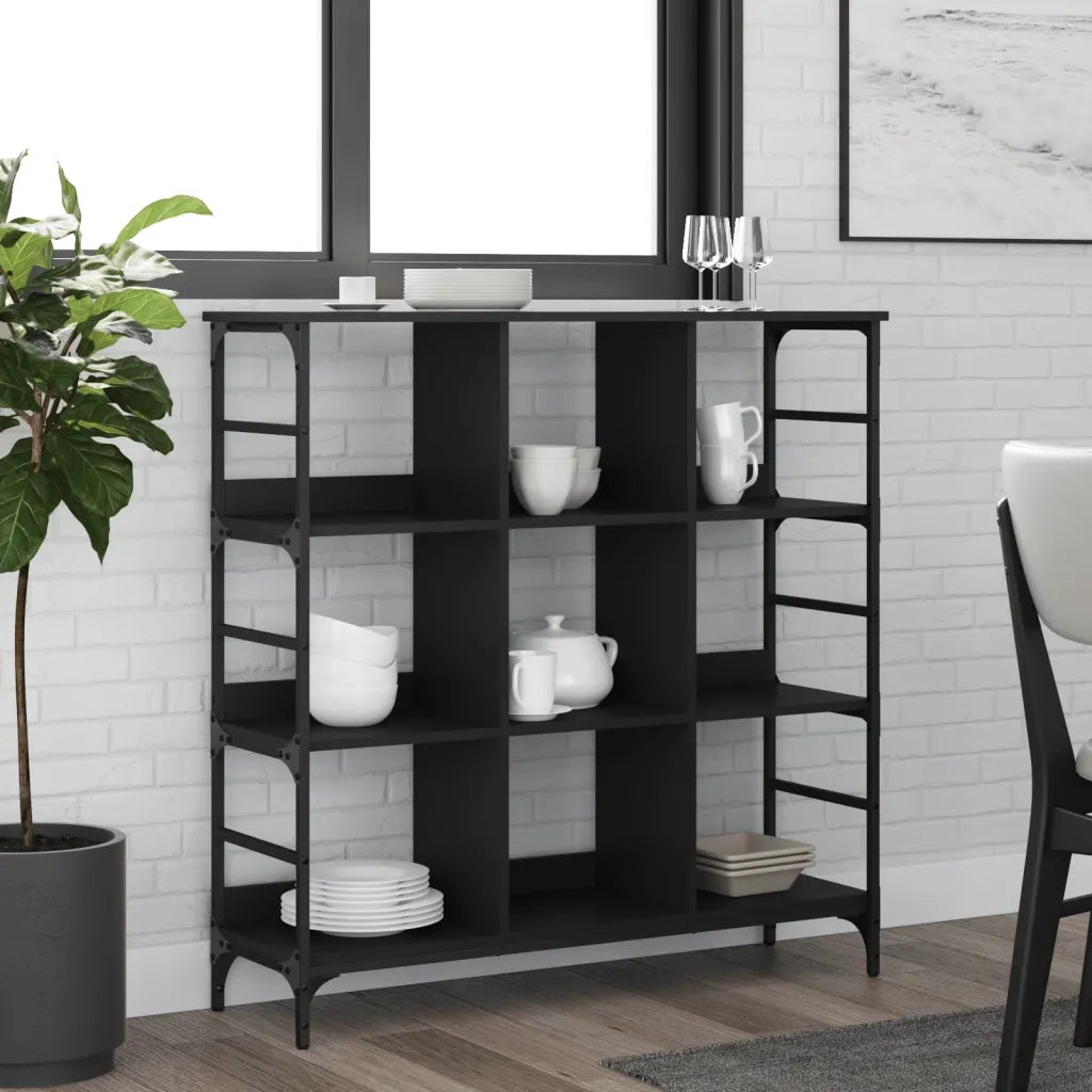 Credenza | Madia | Buffet da pranzo | Armadio da pranzo Nera 102x32x103,5 cm in Legno Multistrato