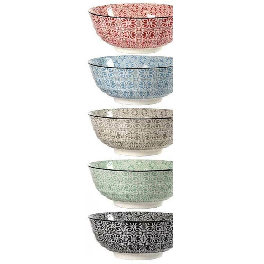 Trade Shop - Ciotola Tonda Multiuso Marrakech 21x21x8,2cm Ceramica Decorata Colori Ass 771590 -