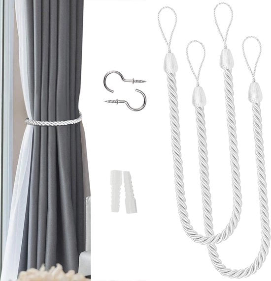 Tiebacks a mano a due pezzi - Corda in cotone - Sostegni per tende - Holdbacks per tende da esterno - Drappeggi - Dimensione extra lunga