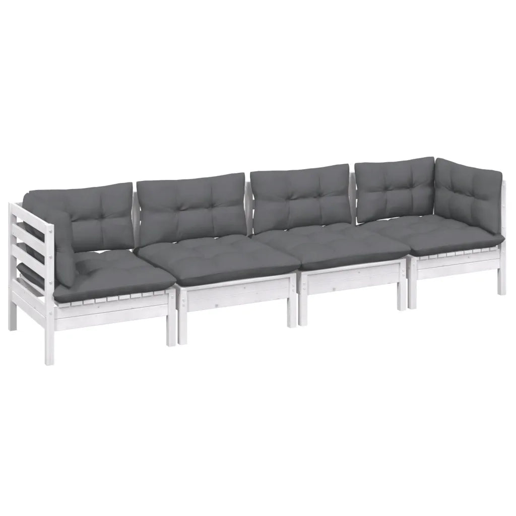 Set Salotto da Giardino 4 pz con Cuscini Legno Massello di Pino 3096149