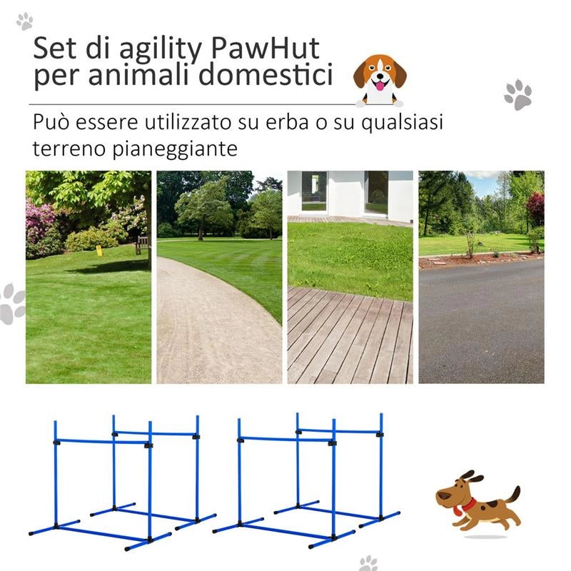 SET DI 4 OSTACOLI PER ADDESTRAMENTO CANI ALTEZZA REGOLABILE 99X65X94CM