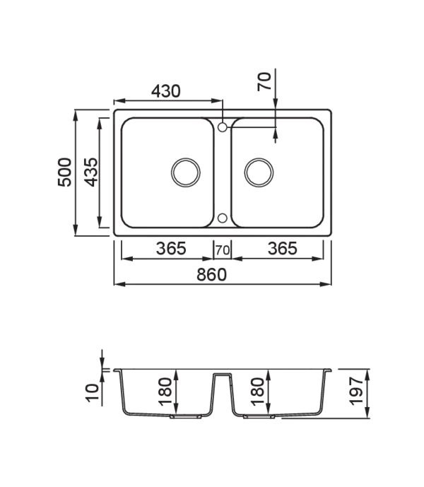 LAV. LIFE 450 86x50 2 vasche BIANCO ANTICO 62