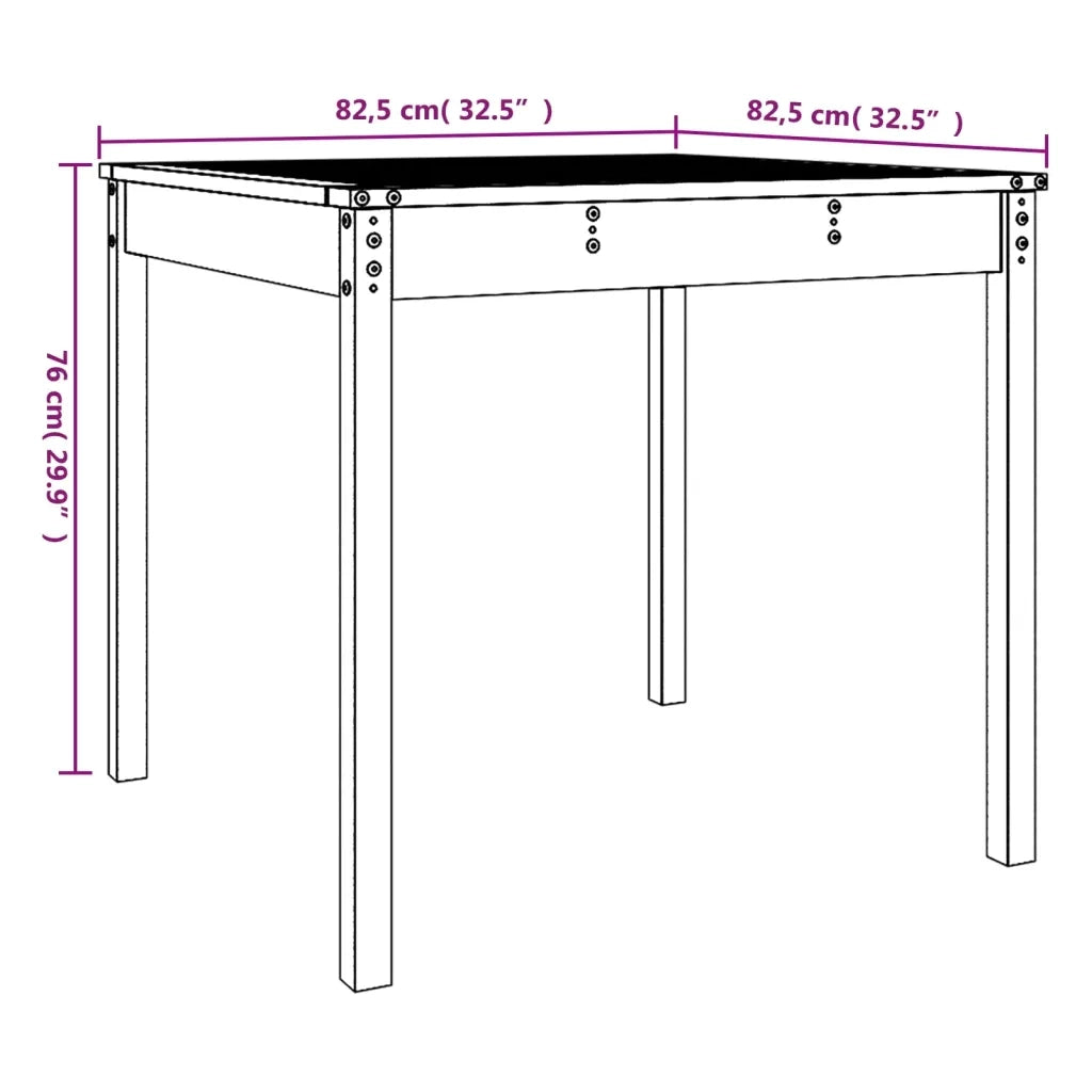 Tavolo da Giardino Ambra 82,5x82,5x76 cm Legno Massello di Pino