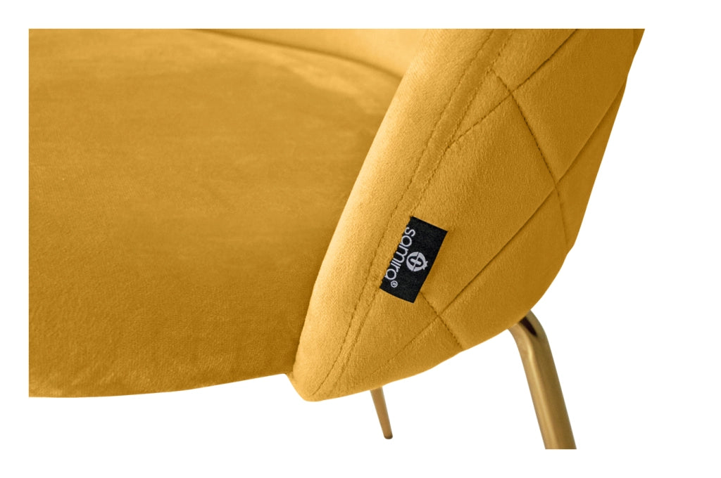 Set di 2 sedie da pranzo imbottite in velluto giallo senape piede oro - Nicole - SD32NIG