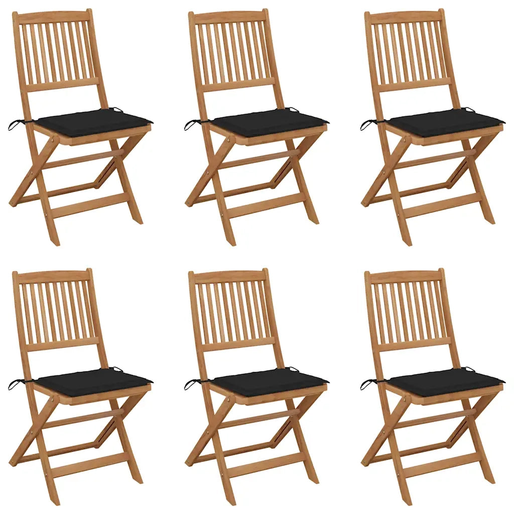 Sedie da Giardino Pieghevoli 6 pz con Cuscini Massello Acacia cod mxl 72074