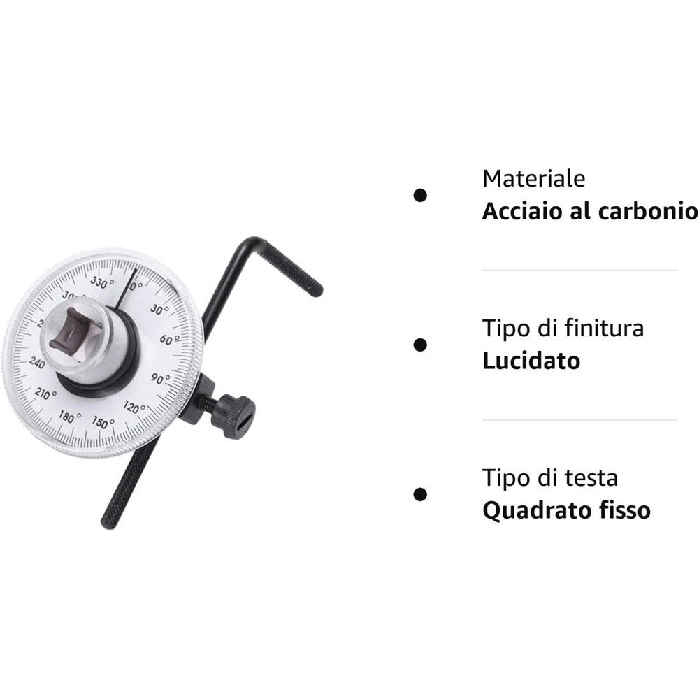 Trade Shop - Chiave Dinamometrica Regolabile A 360° Gradi Attacco Da 1/2" Manometro Angolare -