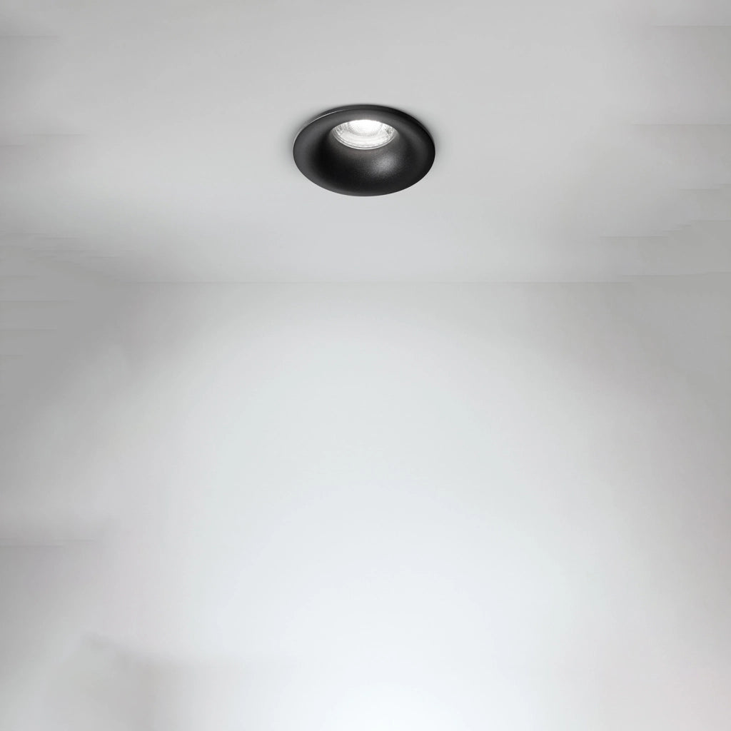 Faretto Incasso Tondo Moderno Oasis Alluminio Nero 1 Luce Gu10