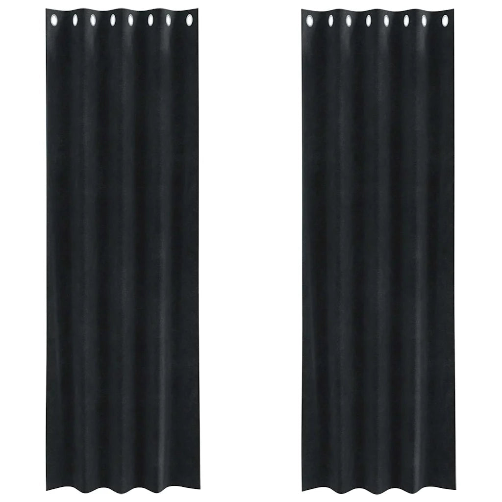 Tende Oscuranti | Tende Blackout 2 pz Nero 140 x 260 cm Velluto