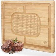 Piastra di taglio in legno con canale di succo e scanalatura antiscivolo, 39,5 x 30 x 2 cm