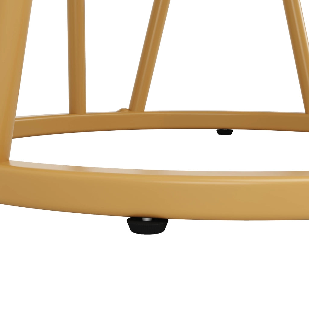 Tavolo da Pranzo Rotondo ¨C MINIMAL ¨C Piano MDF Effetto Marmo, Gambe Dorate, 80x80x76 cm