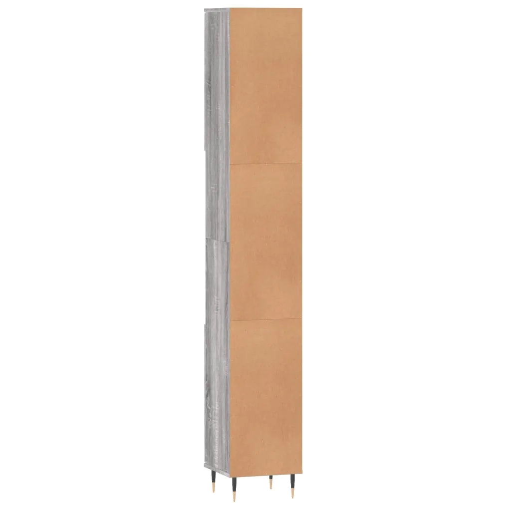 Armadietto Bagno Grigio Sonoma 30x30x190cm in Legno Multistrato 831530