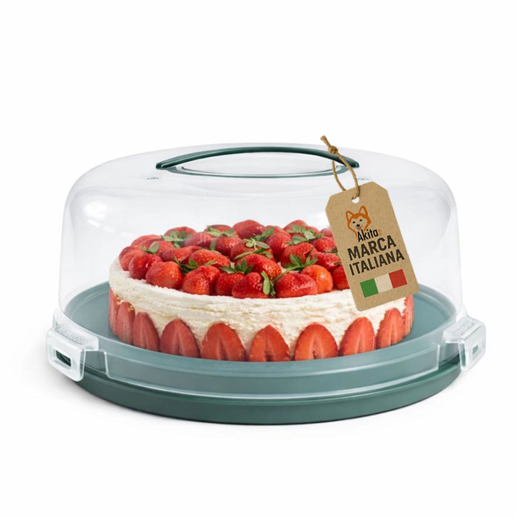 Akitaink Porta Torta con Coperchio e Manico 28 cm