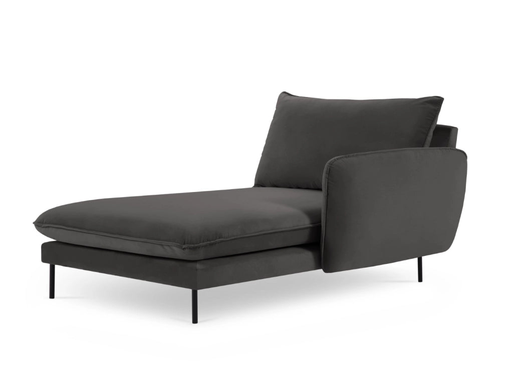 Cosmopolitan Design - Chaise longue destra "Vienna" in velluto grigio scuro 