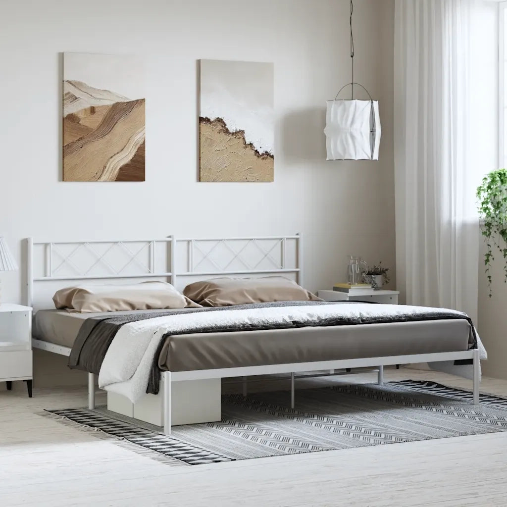 Giroletto con Testiera Metallo Bianco 183x213 cm