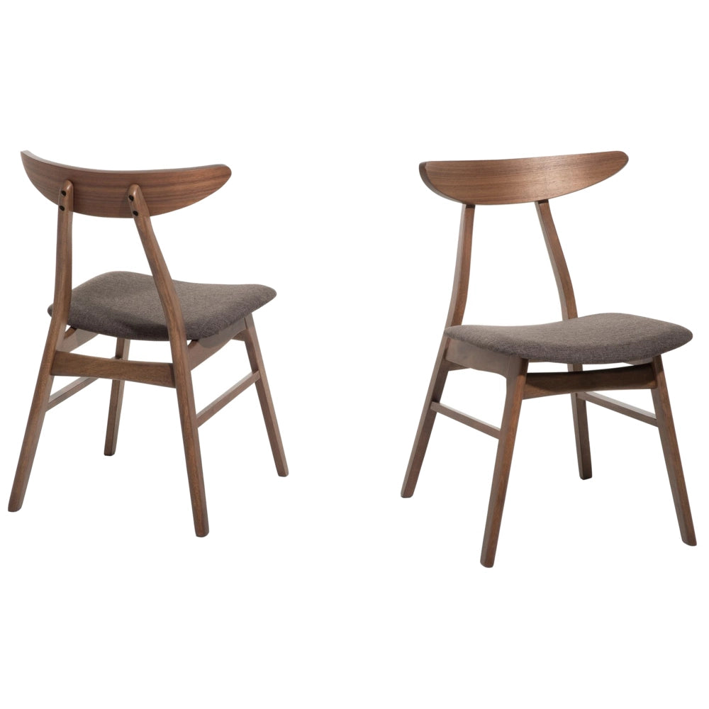 Set di 2 sedie da pranzo in tessuto di poliestere grigio struttura in legno scuro design rustico senza braccioli