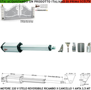 Motoriduttore Elettromeccanico per Cancello Anta Battente da 3,5 Metri Stelo Retrattile Reversibile Corsa 600 mm 230 V Spinta 250 Kg Ricambio Universale Securvera Completo di Staffe e Bulloni