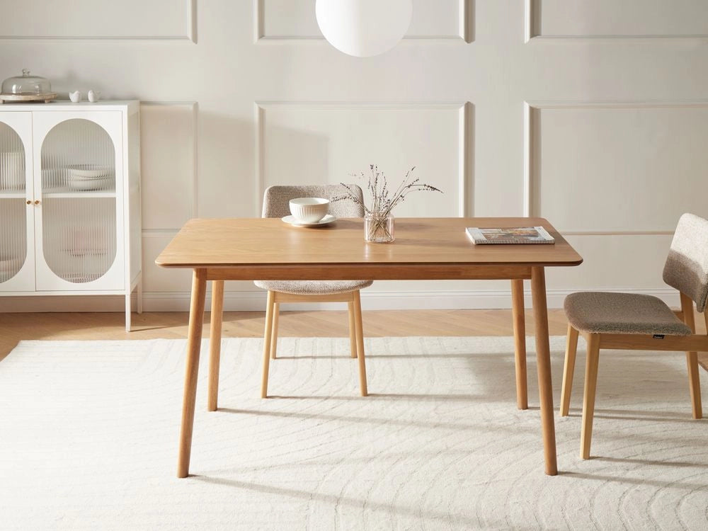 Tavolo da pranzo per sala da pranzo e cucina 140 x 80 cm Gambe in legno massello Rovere chiaro impiallacciato
