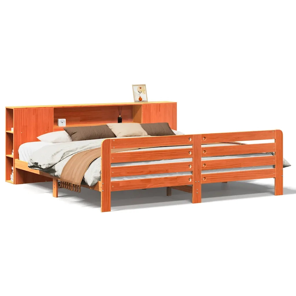Giroletto senza Materasso Marrone Cera 200x200 cm Legno di Pino 3309892