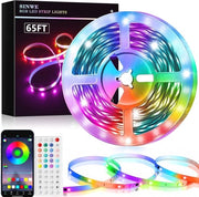 Ledstrip RGB 20m con Comando Remoto e Sincronizzazione Musicale - Catenaria Illuminata Regolabile per Feste in Casa